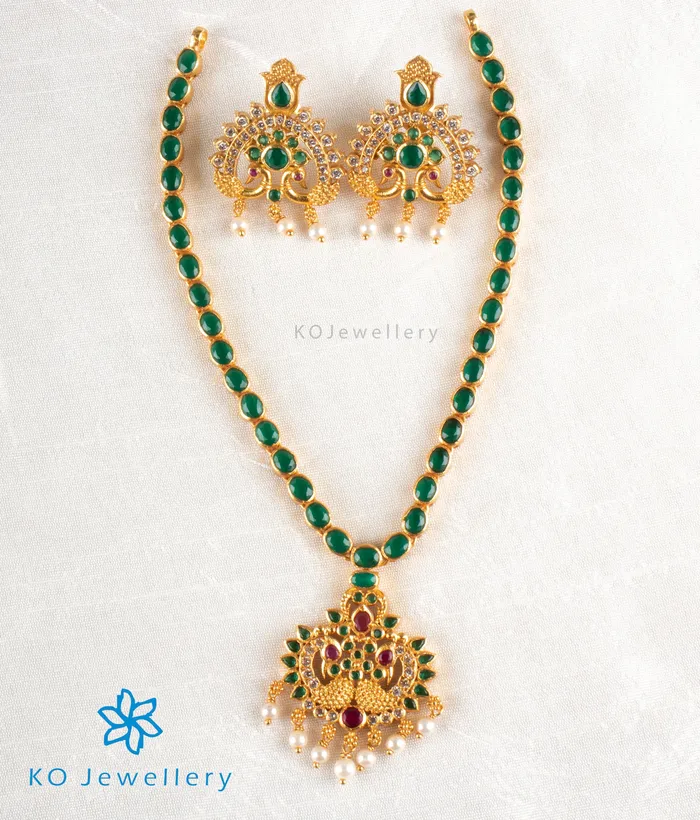 Necklaces Silversmith The Shubhi Silver Peacock Kemp Necklace