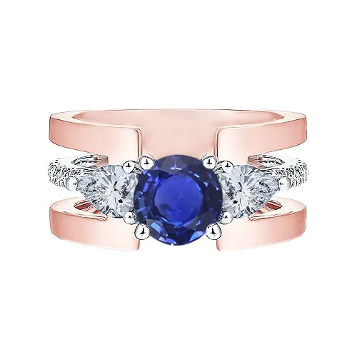 Pear Natural Earth Mined Diamond Round Gemstone Sapphire Fancy Ring 3 Carats HarryChadEntcom Rings