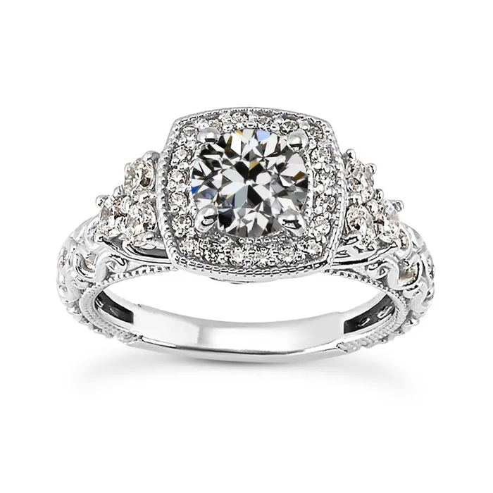 Rings Antique Style Halo Round Old Cut Natural Earth Mined Diamond Ring 4 Carats White Gold HarryChadEntcom Rings Antique Style Halo Round Old Cut Natural Earth Mined Diamond Ring 4 Carats White Gold HarryChadEntcom
