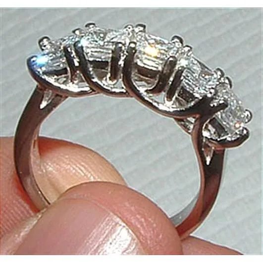 Rings GB 250 Carat Five Stone Princess Cut Natural Earth Mined Diamond Ring Solid White Gold New Rings GB 250 Carat Five Stone Princess Cut Natural Earth Mined Diamond Ring Solid White Gold New
