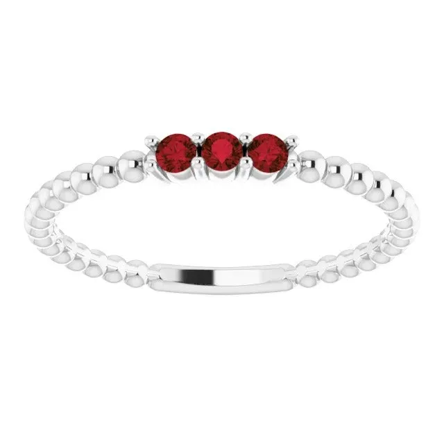 Rings GB Three Stone Round Ruby Ring 120 Carats White Gold 14K Rings GB Three Stone Round Ruby Ring 120 Carats White Gold 14K