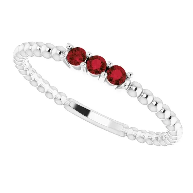 Rings GB Three Stone Round Ruby Ring 120 Carats White Gold 14K Rings GB Three Stone Round Ruby Ring 120 Carats White Gold 14K