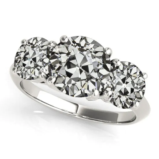 Rings HarryChadEntcom 3 Stone Round Old Mine Cut Natural Earth Mined Diamond Ring White Gold 6 Carats Rings HarryChadEntcom 3 Stone Round Old Mine Cut Natural Earth Mined Diamond Ring White Gold 6 Carats