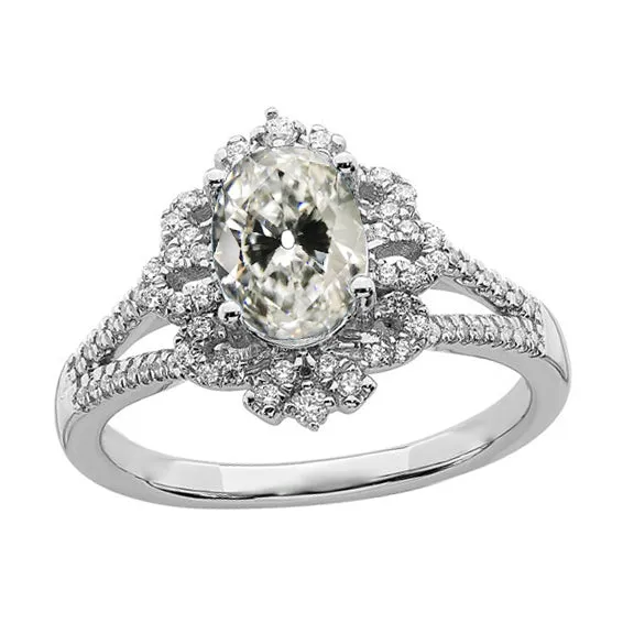 Rings HarryChadEntcom Halo Oval Old Cut Natural Earth Mined Diamond Ring Flower Style Split Shank 450 Carats Rings HarryChadEntcom Halo Oval Old Cut Natural Earth Mined Diamond Ring Flower Style Split Shank 450 Carats