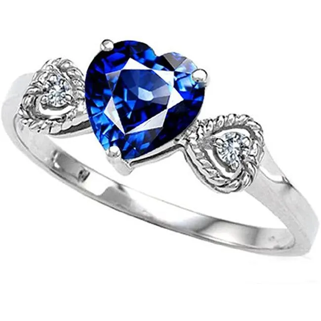 Rings HarryChadEntcom Natural Earth Mined Diamond 3 Stone Engagement Ring Heart Blue Sapphire 225 Carats Rings HarryChadEntcom Natural Earth Mined Diamond 3 Stone Engagement Ring Heart Blue Sapphire 225 Carats