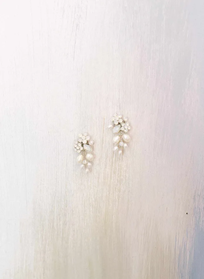 twigs honey Freshwater pearl and crystal cluster earrings Style 2301 Earrings