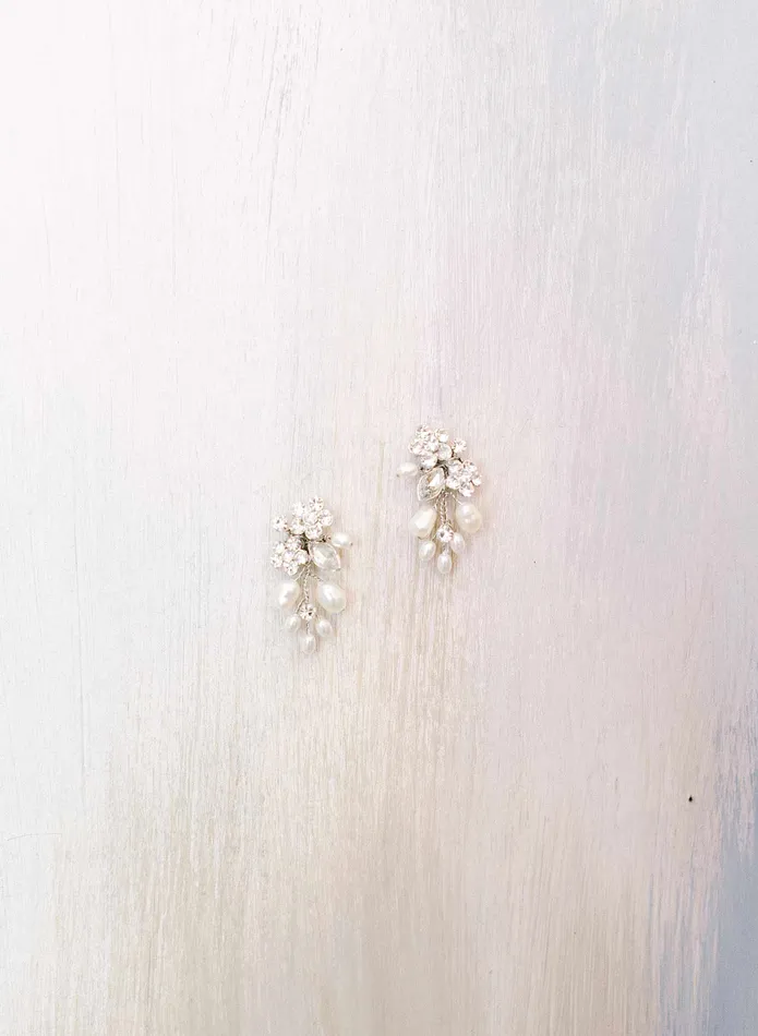 twigs honey Freshwater pearl and crystal cluster earrings Style 2301 Earrings