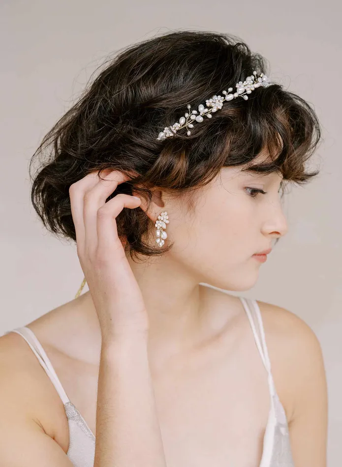 twigs honey Freshwater pearl and crystal cluster earrings Style 2301 Earrings