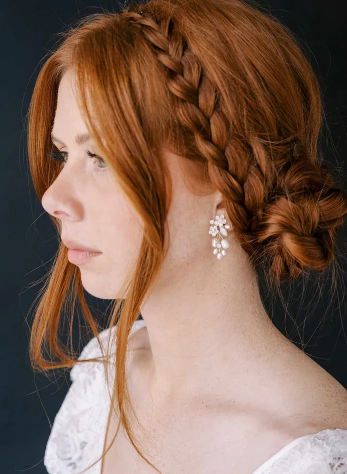 twigs honey Freshwater pearl and crystal cluster earrings Style 2301 Earrings