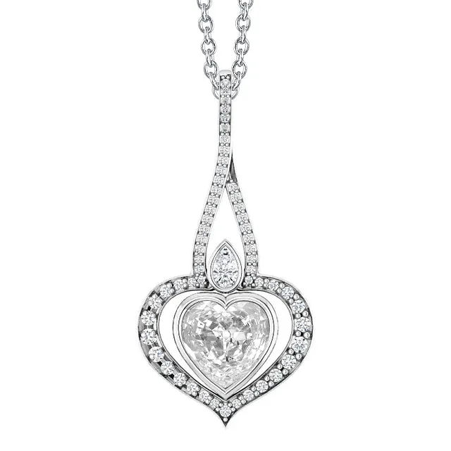 White Gold Natural Earth Mined Diamond Pendant Round Pear Old Cut Bezel Set 3 Carats HarryChadEntcom Necklaces