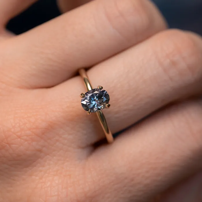 129ct Precision Cut Purple Grey Montana Sapphire Four Prong Classic Solitaire in 14k Yellow Gold potentate Earrings