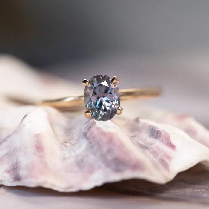 129ct Precision Cut Purple Grey Montana Sapphire Four Prong Classic Solitaire in 14k Yellow Gold potentate Earrings