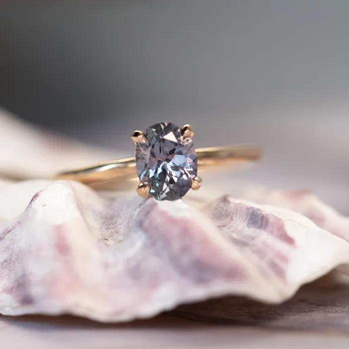 129ct Precision Cut Purple Grey Montana Sapphire Four Prong Classic Solitaire in 14k Yellow Gold potentate Earrings