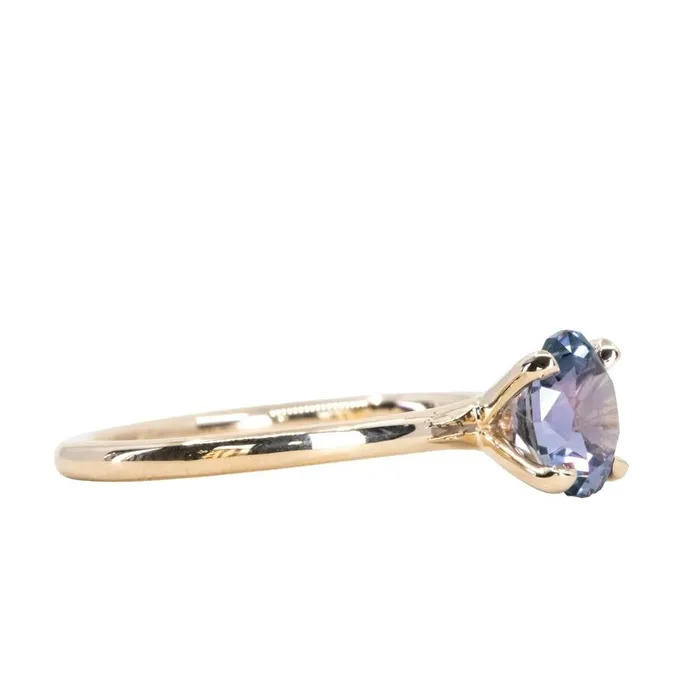 129ct Precision Cut Purple Grey Montana Sapphire Four Prong Classic Solitaire in 14k Yellow Gold potentate Earrings
