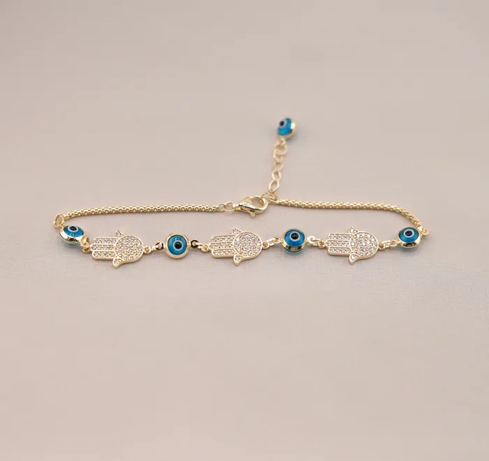 14K Gold Hamsa Womens Bracelet AB1057 AB and J Bracelets