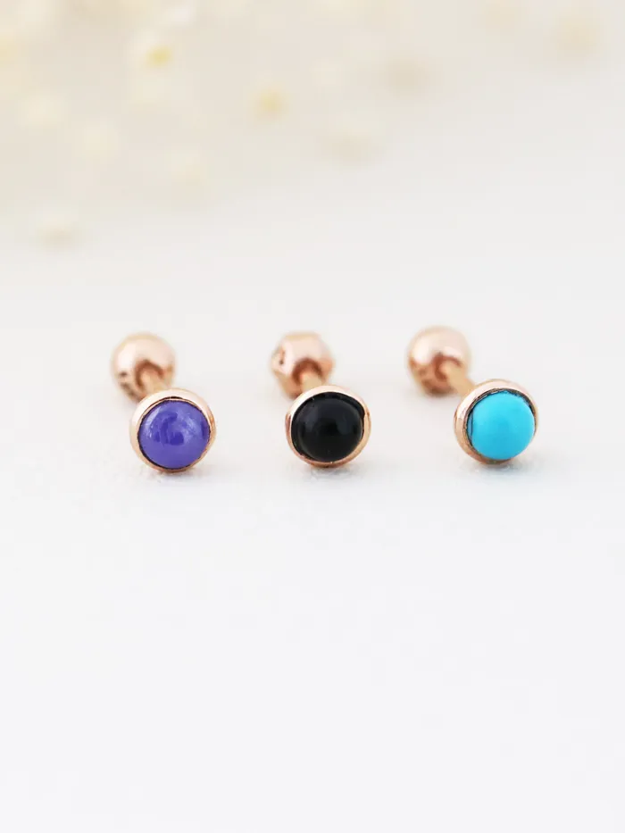 14K Gold Mini Stone Cartilage Earring 18G16G MinimalBijoux Earrings