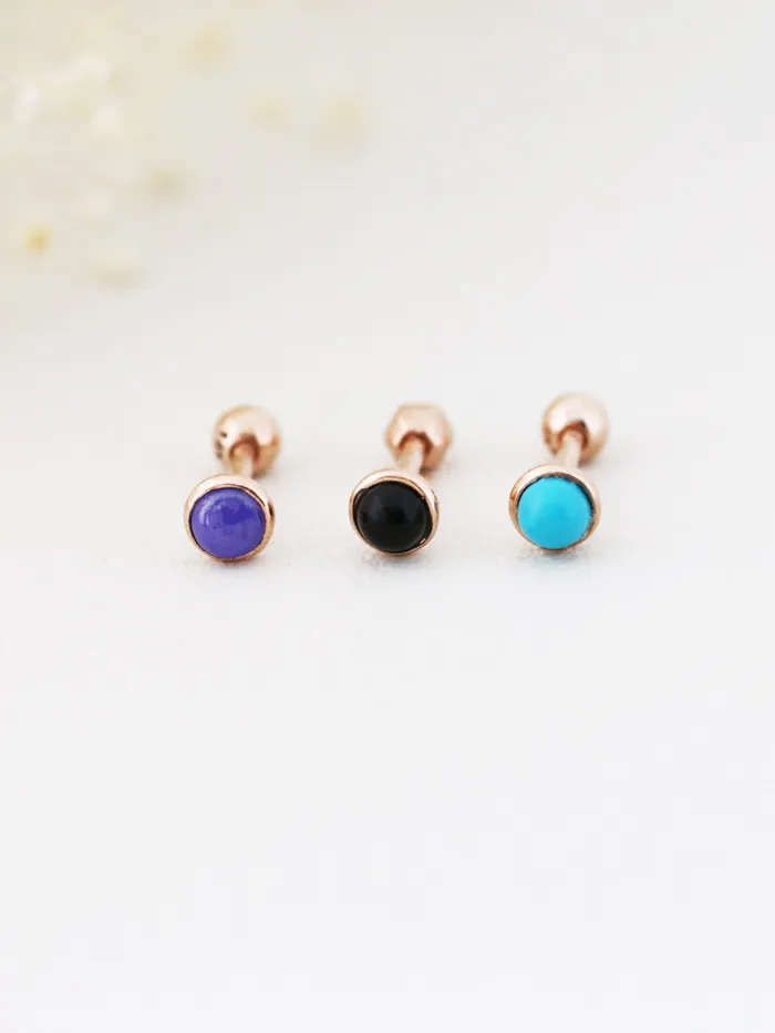 14K Gold Mini Stone Cartilage Earring 18G16G MinimalBijoux Earrings