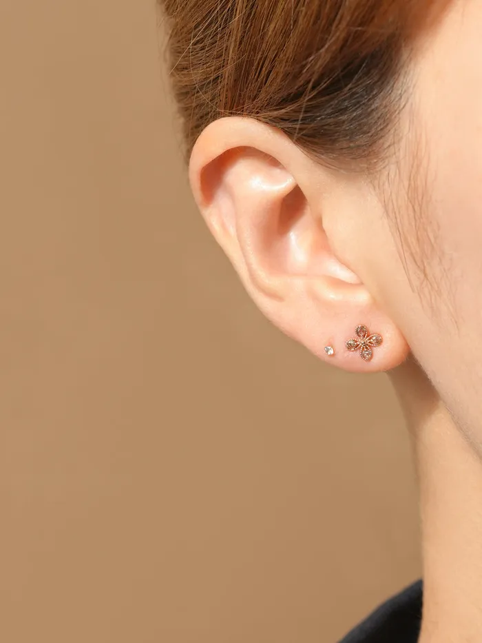 14K Gold Rough Dia Antique Flower Cartilage Earring 18G MinimalBijoux Earrings