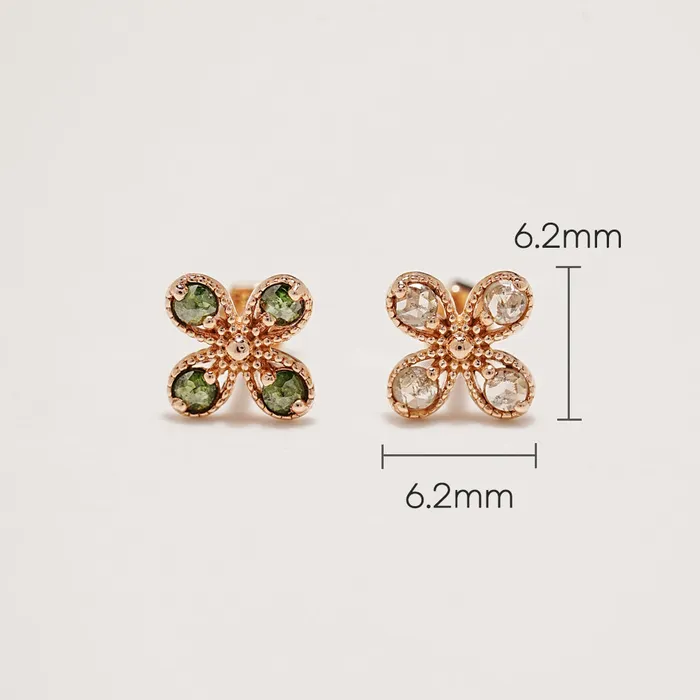 14K Gold Rough Dia Antique Flower Cartilage Earring 18G MinimalBijoux Earrings