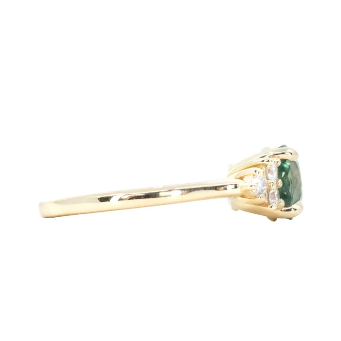 227ct Round Teal Madagascar Sapphire and Diamond Cluster Ring in 14k Yellow Gold Anueva Jewelry Rings