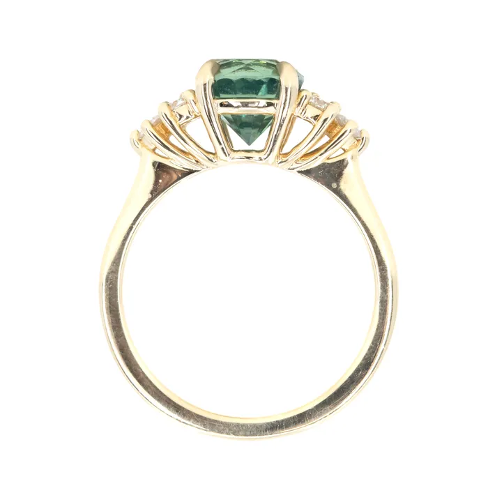 227ct Round Teal Madagascar Sapphire and Diamond Cluster Ring in 14k Yellow Gold Anueva Jewelry Rings