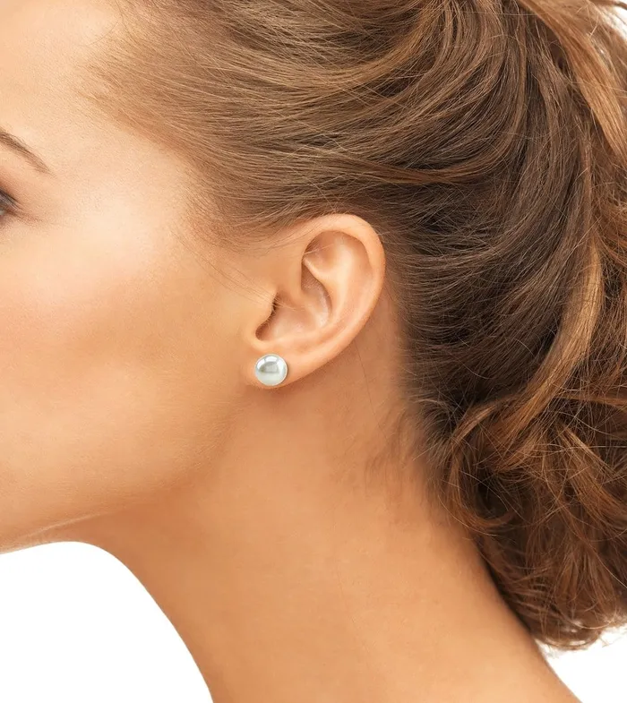 9mm White Freshwater Round Pearl Stud Earrings SPT Earrings