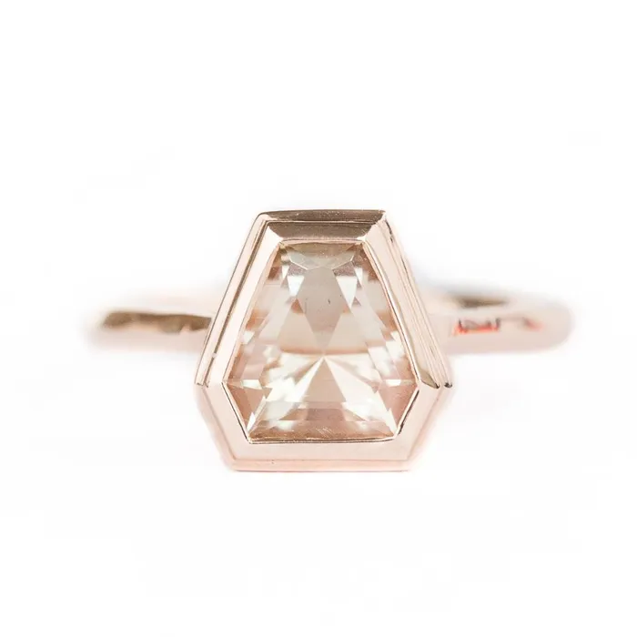 Anueva Jewelry Rings Geometric Sunstone Bezel Set 14k Rose Gold Ring