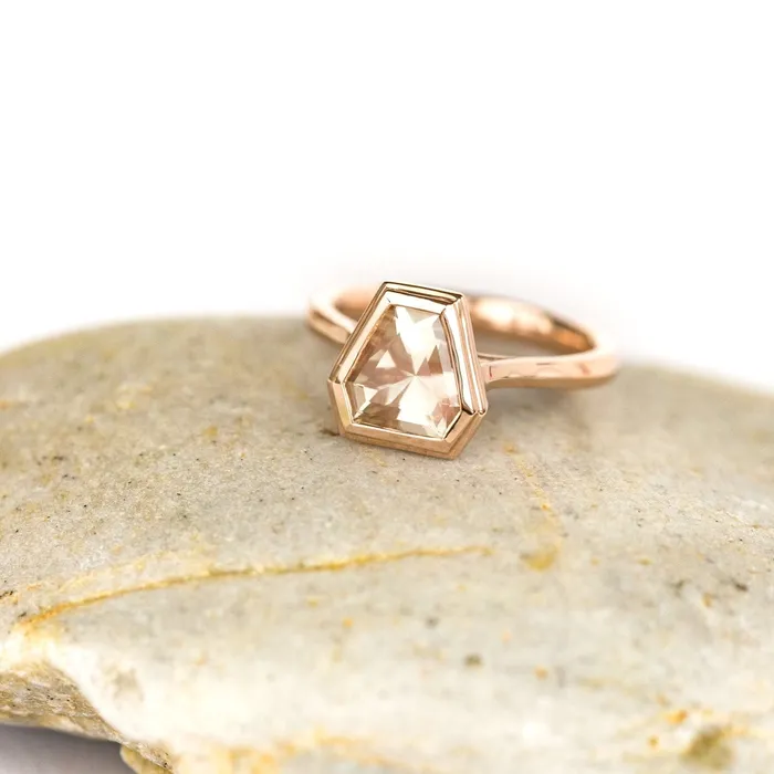 Anueva Jewelry Rings Geometric Sunstone Bezel Set 14k Rose Gold Ring