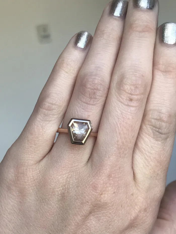 Anueva Jewelry Rings Geometric Sunstone Bezel Set 14k Rose Gold Ring