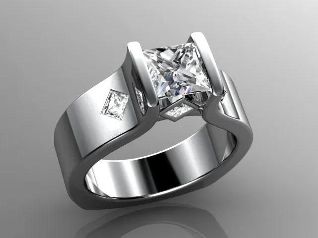 Channel Set Princess Diamond Engagement Ring vendorunknown Rings