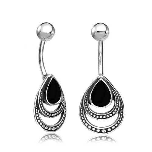 Chaotic Trading Teardrop Hoop Sterling Silver Belly Barbell Earrings