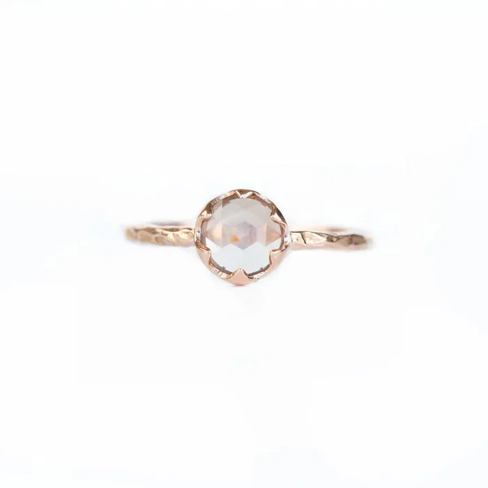 Earrings 074ct Rosecut Peach Montana Sapphire in 6 Prong 14k Rose Gold Low Profile Evergreen Setting Anueva Jewelry Earrings 074ct Rosecut Peach Montana Sapphire in 6 Prong 14k Rose Gold Low Profile Evergreen Setting Anueva Jewelry