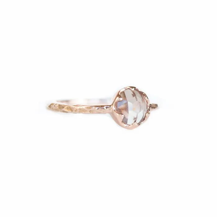 Earrings 074ct Rosecut Peach Montana Sapphire in 6 Prong 14k Rose Gold Low Profile Evergreen Setting Anueva Jewelry