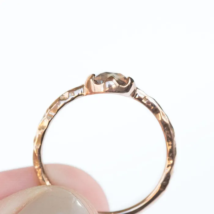 Earrings 074ct Rosecut Peach Montana Sapphire in 6 Prong 14k Rose Gold Low Profile Evergreen Setting Anueva Jewelry