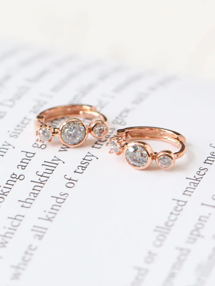Earrings 14K Gold Circle Cubic Hoop Earring MinimalBijoux