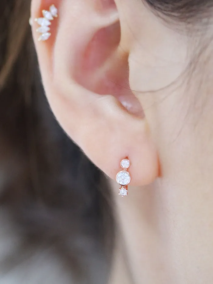 Earrings 14K Gold Circle Cubic Hoop Earring MinimalBijoux