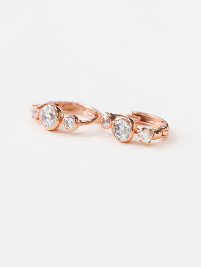Earrings 14K Gold Circle Cubic Hoop Earring MinimalBijoux