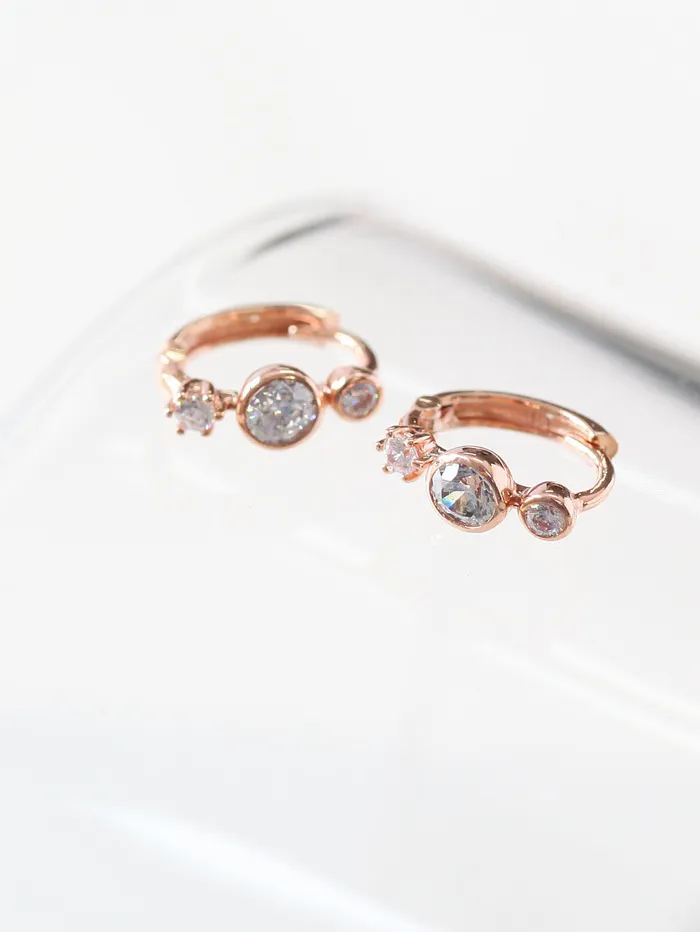 Earrings 14K Gold Circle Cubic Hoop Earring MinimalBijoux