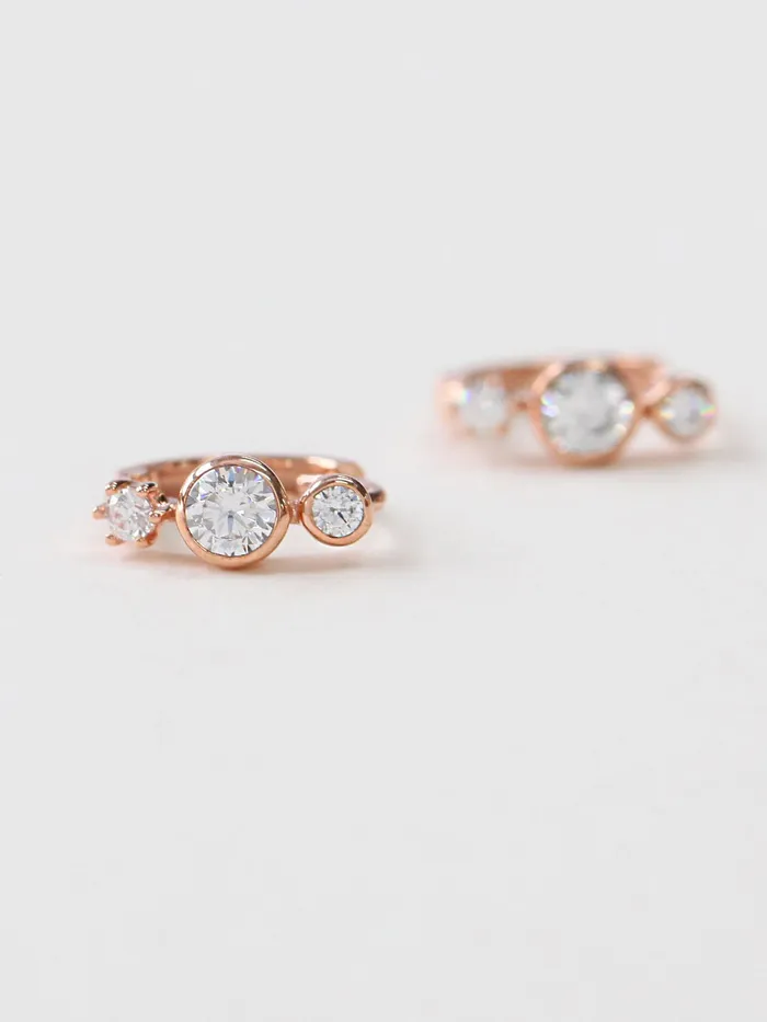 Earrings 14K Gold Circle Cubic Hoop Earring MinimalBijoux