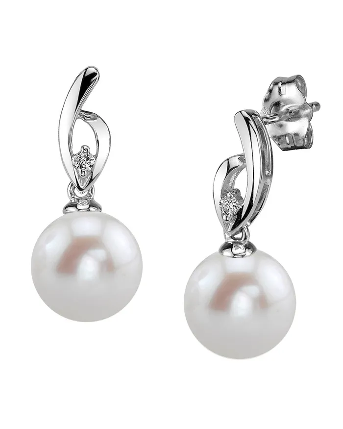 Freshwater Pearl Diamond Lois Earrings SPT Earrings