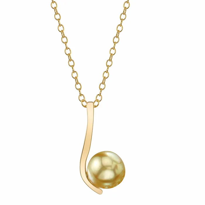 Golden South Sea Pearl Diamond Elizabeth Pendant SPT Necklaces