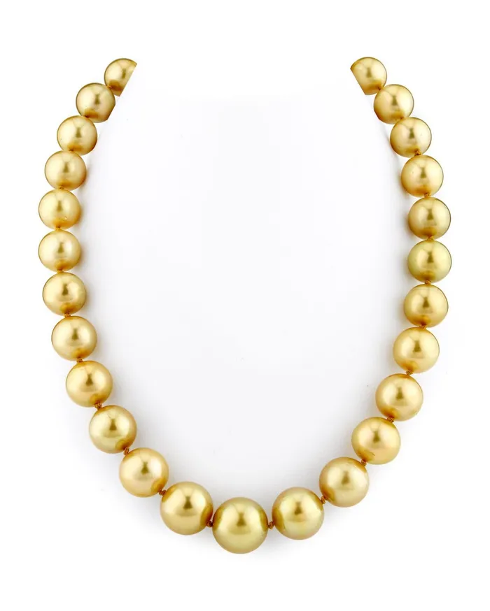 Golden South Sea Pearl Necklace 120140mm AAA Quality SPT Necklaces