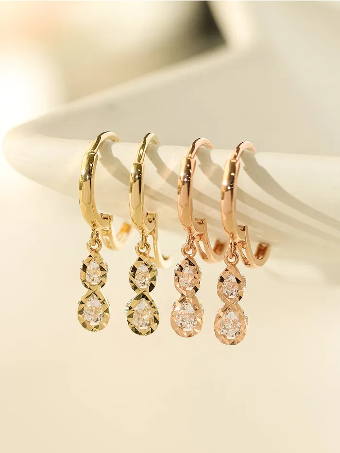 MinimalBijoux Earrings 14K 18K Gold Double Cubic Drop Cartilage Hoop Earring MinimalBijoux Earrings 14K 18K Gold Double Cubic Drop Cartilage Hoop Earring