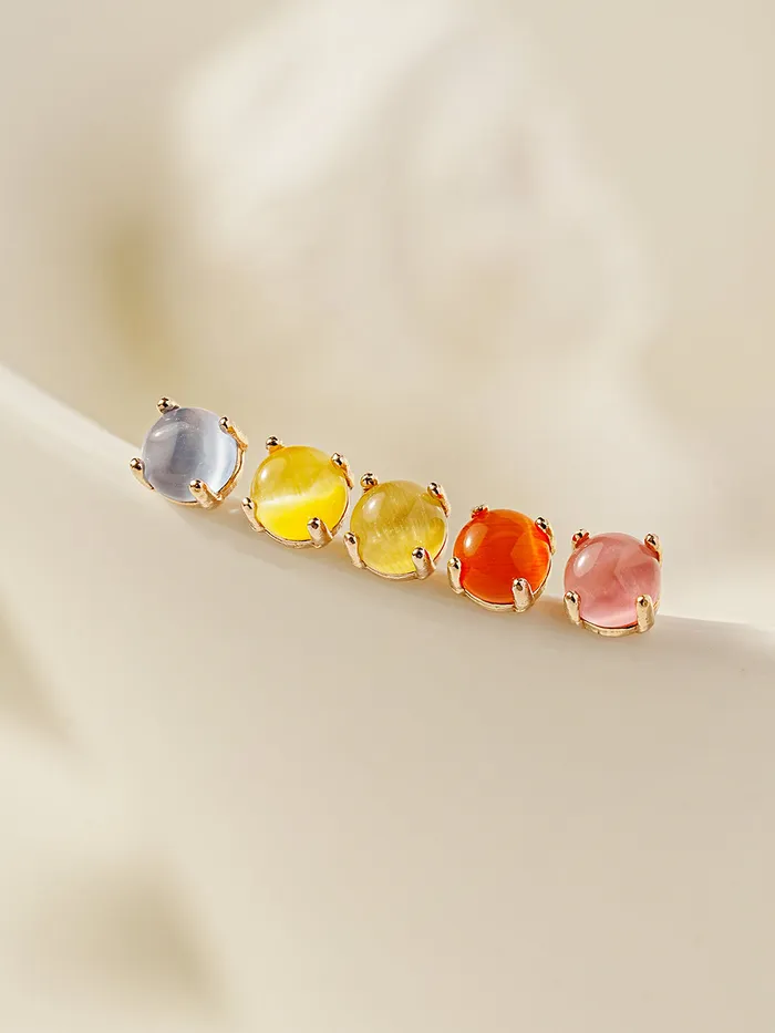 MinimalBijoux Earrings 14K Gold Cats Eye Round Cubic Cartilage Earring 20G18G16G