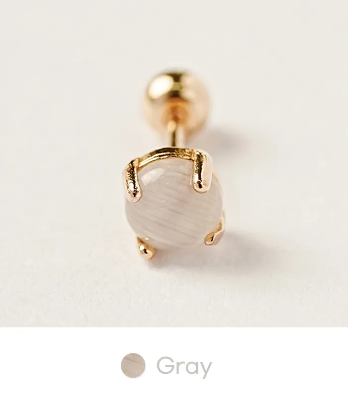 MinimalBijoux Earrings 14K Gold Cats Eye Round Cubic Cartilage Earring 20G18G16G