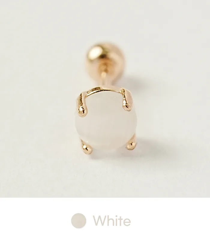 MinimalBijoux Earrings 14K Gold Cats Eye Round Cubic Cartilage Earring 20G18G16G