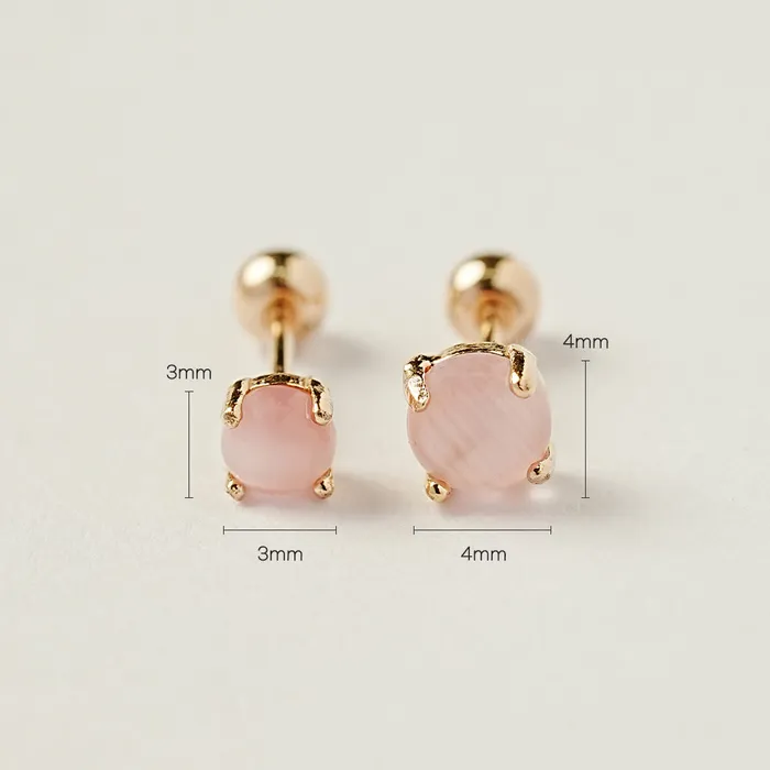 MinimalBijoux Earrings 14K Gold Cats Eye Round Cubic Cartilage Earring 20G18G16G