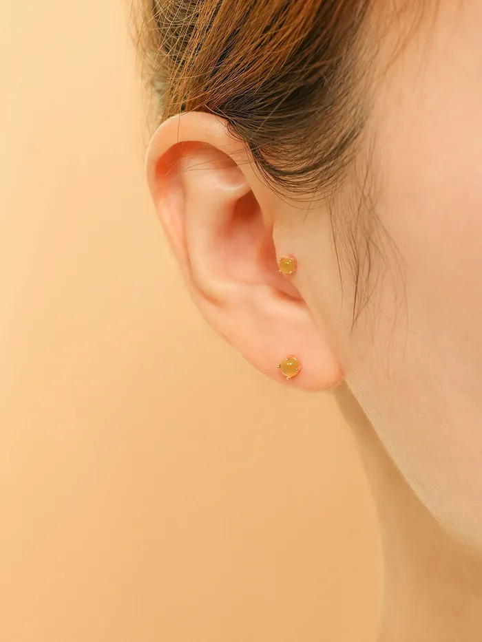 MinimalBijoux Earrings 14K Gold Cats Eye Round Cubic Cartilage Earring 20G18G16G