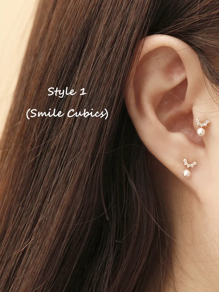 MinimalBijoux Earrings 14K Gold Mini Cubic Fresh Water Pearl Cartilage Earring 20G18G16G