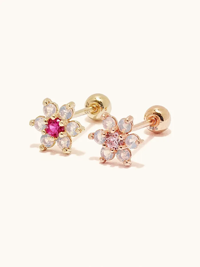 MinimalBijoux Earrings 14K Gold Pink Opal Flower Cartilage Earring 20G18G16G MinimalBijoux Earrings 14K Gold Pink Opal Flower Cartilage Earring 20G18G16G